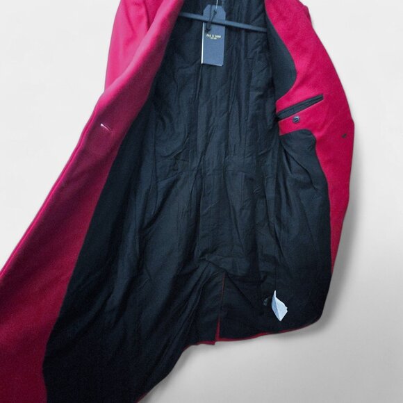 Rag & Bone Daine Long Single Breasted Wool Coat Deep Berry Red Office NWT - Picture 12 of 16